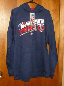 Neu mit Etikett MLB Majestic Therma Base Minnesota Twins blauer Hoodie für Herren Größe Large - Bild 1 von 6