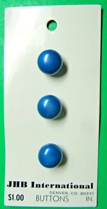 (3) VINTAGE JHB 3/8" BLUE PLASTIC SHANK BABY DOLL BUTTONS NOS CARD (J127) - Picture 1 of 3