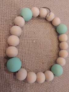 Hand Crafted Beaded Keychain - Wood - Picture 1 of 3