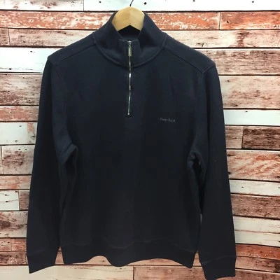 Perry Ellis Men's Dark Gray 1/4 Zip Mock Neck Sweatshirt Sweater. Size Large. - Image 1 of 4