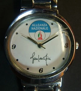 1990  Mirabello   Orologio Acciaio   Alleanza  Nazionale   Firmato  FINI  - Imagen 1 de 3