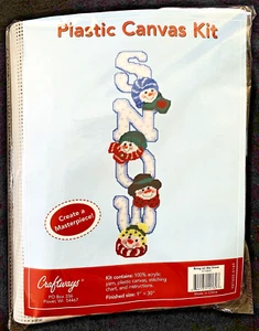 Christmas Crafting HeadStart SNOWMAN Vertical 30" Plastic Canvas NOS Sealed Kit - Picture 1 of 6