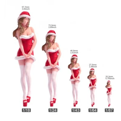 ANT Resin 1/18 1/24 1/43 1/64 1/87 Christmas Girl Red Painted Miniature Doll Toy - Image 1 of 4