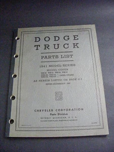 1941 Dodge 2 & 3 Ton Truck MoPar Parts List Catalog Manual WK & WL 50-63 Series - Picture 1 of 2