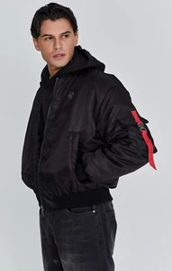 SikSilk Giubbotto Bomber Uomo Nero Medium - Foto 1 di 5