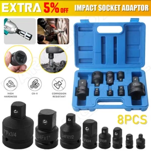 8pc Impact Socket Adaptor Set Driver Wrench Kit 1/4 1/2 3/8 3/4 1" Reducer AU - Picture 1 of 12
