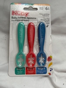 Nuby Baby's First Spoons -3 Stages - Encourages Self-Feeding - 6+ Months NEW!! - Picture 1 of 4