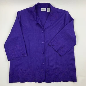 Bon Worth Jacket Womens Medium Collar Long Sleeve Shoulder Pads Purple - Picture 1 of 7