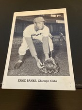 vintage 1960's HOF ERNIE BANKS CHICAGO CUBS Team Issue B&W Photo Card 5X7 NICE!