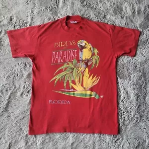 Vintage Birds of Paradise Florida Single-Stitch Tshirt SIZE L/M Wildlife Nature - Picture 1 of 4