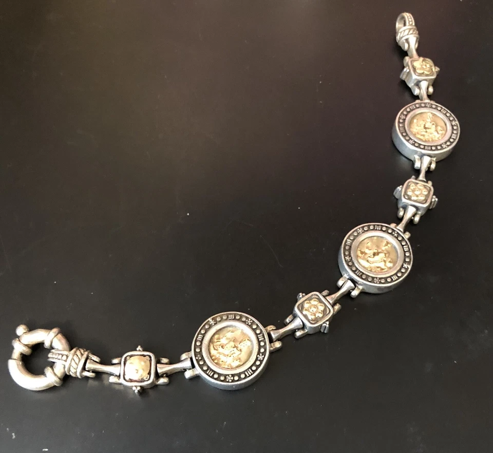 Rare Italy Tagliamonte Designer Flli Menegatti 14K Gold Sterling Silver Bracelet - Image 1 of 4