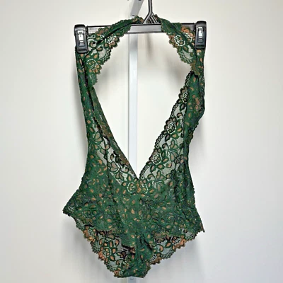Jessica Lace Halter Teddy Dark Green & Gold Size S - Image 1 of 4