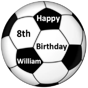 Soccer Ball Personalised Cake Topper Edible Image Birthday Party - Picture 1 of 1