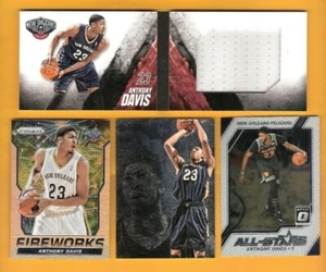 ANTHONY DAVIS ROOKIE CARD + JUMBO JERSEY + SILVER FIREWORKS PRIZM + OPTIC LAKERS - Picture 1 of 2