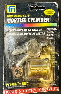 Franklin Mortise Cylinder 1 1/4 brand new SOLID BRASS HOME & OFFICE SECURITY. - Picture 1 of 2