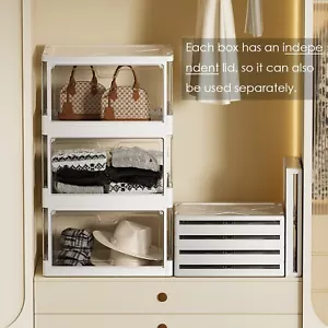 Stapelbare klare Aufbewahrungsbehälter mit Deckel, 70 Quart Kunststoff faltbarer Organizer - Bild 1 von 25