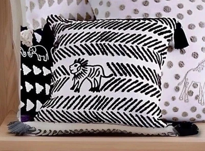 NEW RH Restoration Hardware EMBROIDERED AFRICAN SAFARI ANIMAL PILLOW COVER - Image 1 of 4