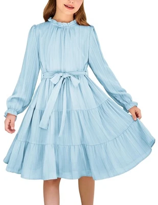 Vestido Arshiner Niñas Manga Larga Preadolescente Otoño Formal Fiesta Vacaciones Midi En Niveles... Foto 1 de 4