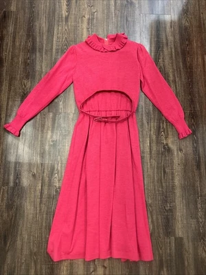 Vestido de Lana Frambuesa Ciao Ltd Años 70 De Colección - Hecho en Hong Kong Talla 12 Foto 1 de 4