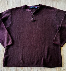 Suéter Structure Henley Hombre XL Tejido Texturizado Grueso De Colección Años 90 Y2K - Imagen 1 de 3
