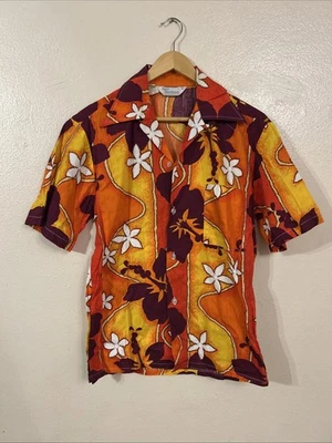 Sears Sportswear Shirt Hawaiian Hippy Mod VTG 60s 70s Mens Small Made In USA - Image 1 of 4