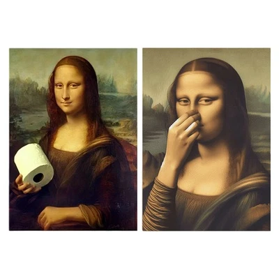 Lustige Mona Lisa Badezimmer-Wandkunst, humorvoller Toilettenpapier-Vintage-Lein