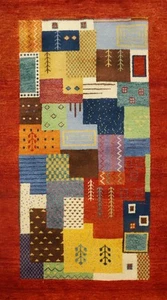 Patchwork Pattern Rug 3x5 Hand-knotted Wool with Vibrant Geometric Patterns - Picture 1 of 9