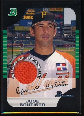 2005 Bowman Draft Picks & Prospects Jose Bautista #145 Rookie Game Worn Jersey - Image 1 of 2