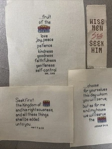 Completed Lot Needlepoint Christian Religious Scriptures Cottagecore Farmhouse - Picture 1 of 6