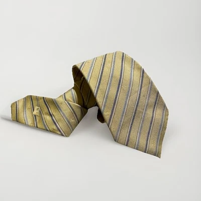 Louis Vuitton LV монограмма шелковый галстук золото желтый в полоску логотип винтажный - Изображение 1 из 4