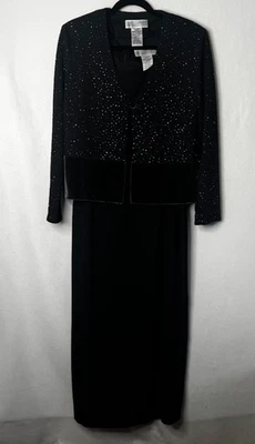 Juego de 2 piezas de vestido sin mangas Jessica Howard azul marino talla 10 con chaqueta brillante talla 8 Foto 1 de 4