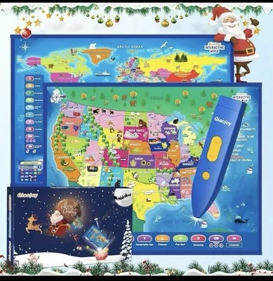 Bilingual Interactive for Kids Talking USA Map World Map for Kids Learning - Image 1 of 4