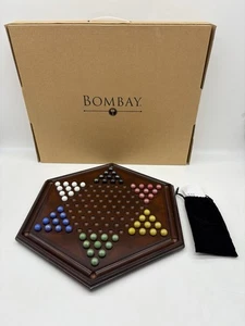 BOMBAY Chinese Checkers Mahogany Wood 1866337 Heavy Marbles Complete +Rules/Box - Picture 1 of 15