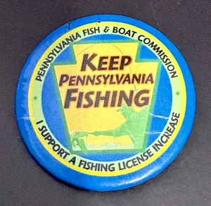 Prendedor único difícil de encontrar para peces y barcos de Pennsylvania "Mantener la pesca de Pennsylvania" - Imagen 1 de 2