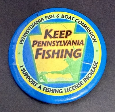 Prendedor único difícil de encontrar para peces y barcos de Pennsylvania "Mantener la pesca de Pennsylvania" Foto 1 de 2