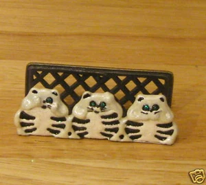 Pewter BUSINESS CARD HOLDER #H228 SEE NO, HEAR NO, SPEAK NO EVIL, Welforth CATS - Picture 1 of 1