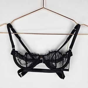 Sujetador Meshki Intimates Vanessa para mujer talla 6 negro copa suave encaje transparente nuevo con etiquetas - Imagen 1 de 7