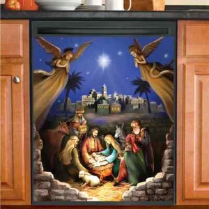 Christmas Nativity Scene w/ Angels Kitchen Dishwasher Cover Magnet - Picture 1 of 1
