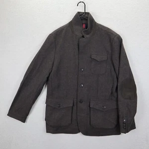 Cremieux Mens Size Medium Gray Wool Blend Coat Full Zip Jacket Chevron Accent - Picture 1 of 16
