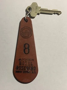 Hotel Roseboro Motel Zimmer Schlüsselanhänger mit Schlüssel Sharon Springs NY #8 SELTEN & ALT!!!! - Bild 1 von 2