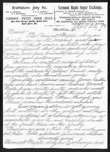 "Vermont Maple Syrup Exchange" Brattleboro Jelly Company 1889 2 Briefbögen - Bild 1 von 4