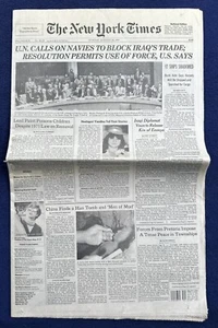 U.N. Blocks Iraq Trade, Authorizes Force in Desert Storm, New York Times 26.08.90 - Bild 1 von 5