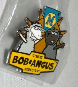 The BOB & ANGUS SHOW ENAMEL LOGO PIN Lapel Mayfair Games Promo Pinback NEW - Picture 1 of 6