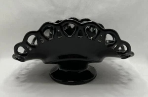 Vintage LE Smith Black Amethyst Lace Banana Bowl 4 3/8" Tall - Picture 1 of 7