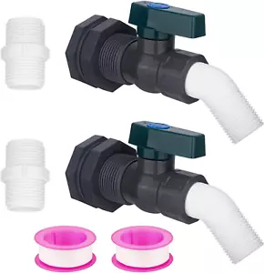 2 Pack Rain Barrel Spigot, 3/4" GHT Water Barrel Spigot Kit PVC Bucket Spigot wi - Picture 1 of 12