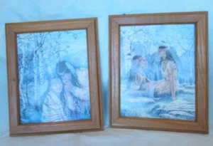 Two Native American Couple Prints 10" x 12" in wooden Frame by Jonnie K Kostoff - Picture 1 of 5