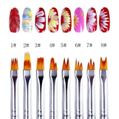 8 Pcs Nail Flower Brush Petal Pattern Pen Serrated Pens Detail Brush DIY Tool - Image 1 of 4
