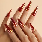 24PCS Chrome Press on Nails Fluorescent Holographic Coffin False Nails Chrome-5