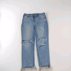 MADEWELL Women's Blue The High-Rise Slim Boyjean P25 Distressed Torn Knees - Picture 1 of 9