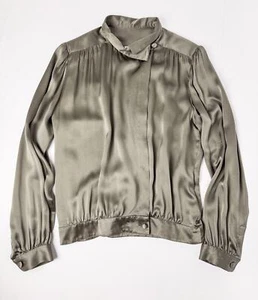 Etienne Aigner Gray Silk Button Up Shirt, Size S - Picture 1 of 10
